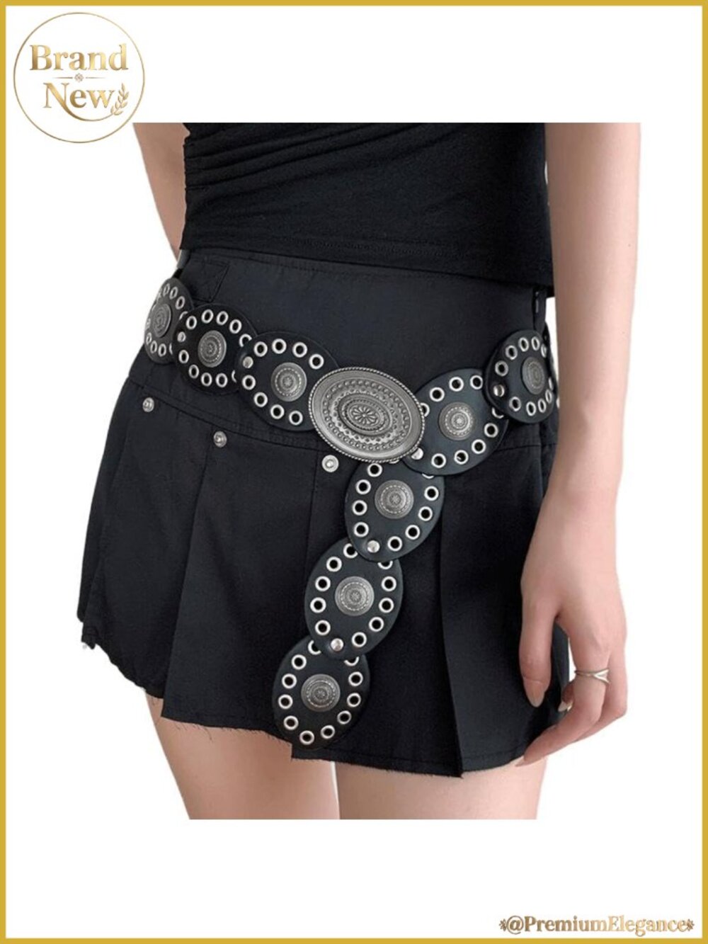 Western PU Leather Belt Women Wide Cowgirl Concho Buckle